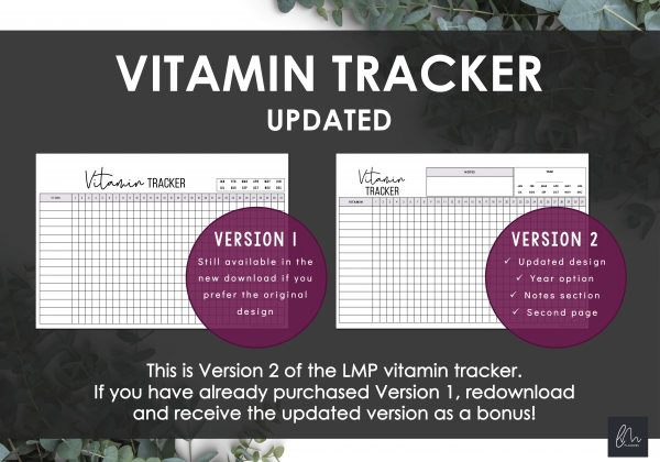 LiveMinimalPlanners Vitamin Tracker