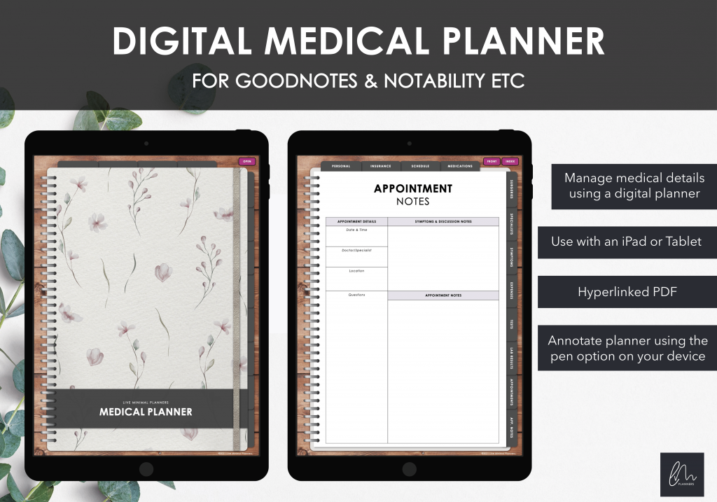 Medical Health Planner, Minimalist Leaves