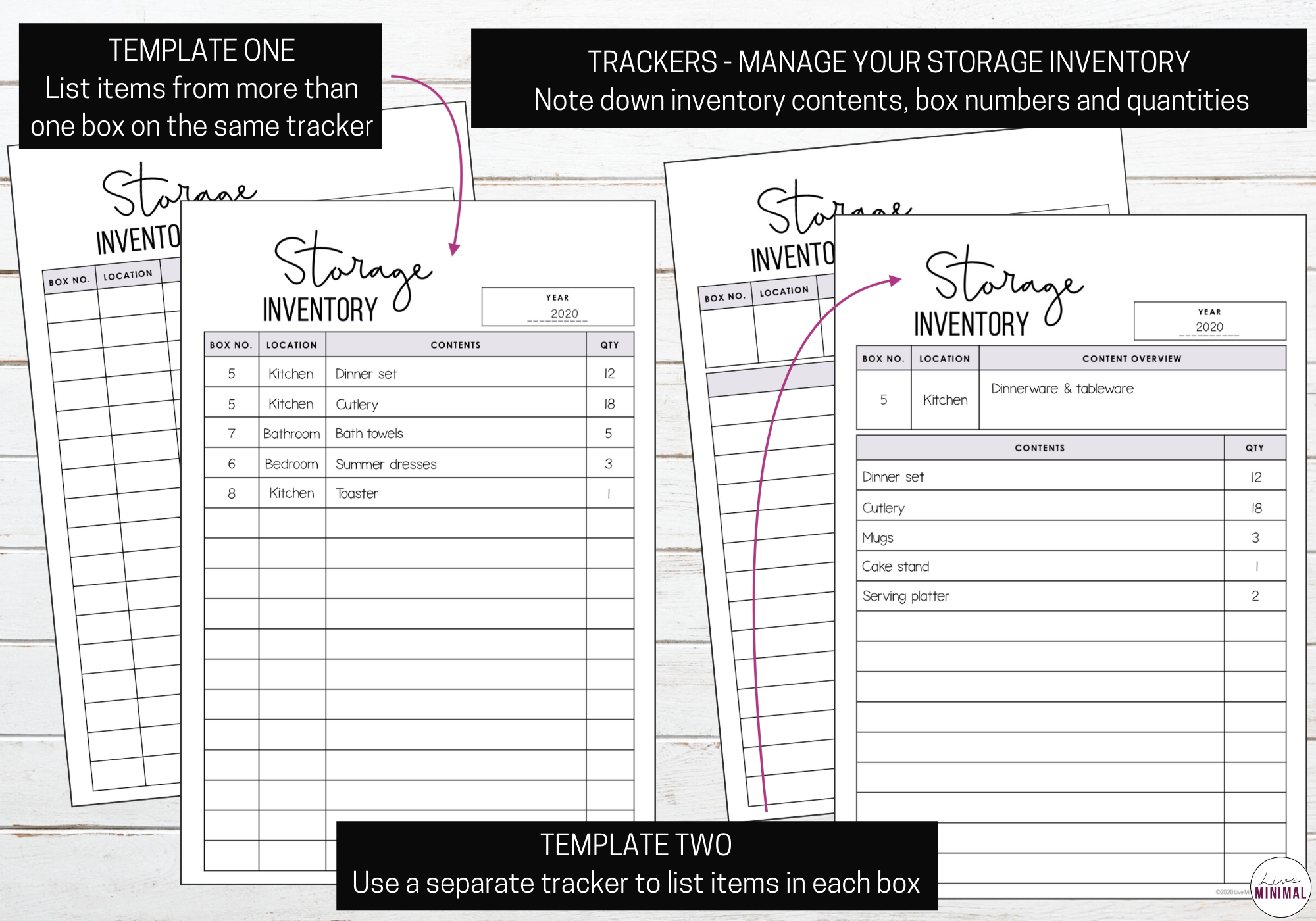 Storage Inventory Trackers  Printable Storage Box Labels  Instant Download Throughout Storage Label Templates