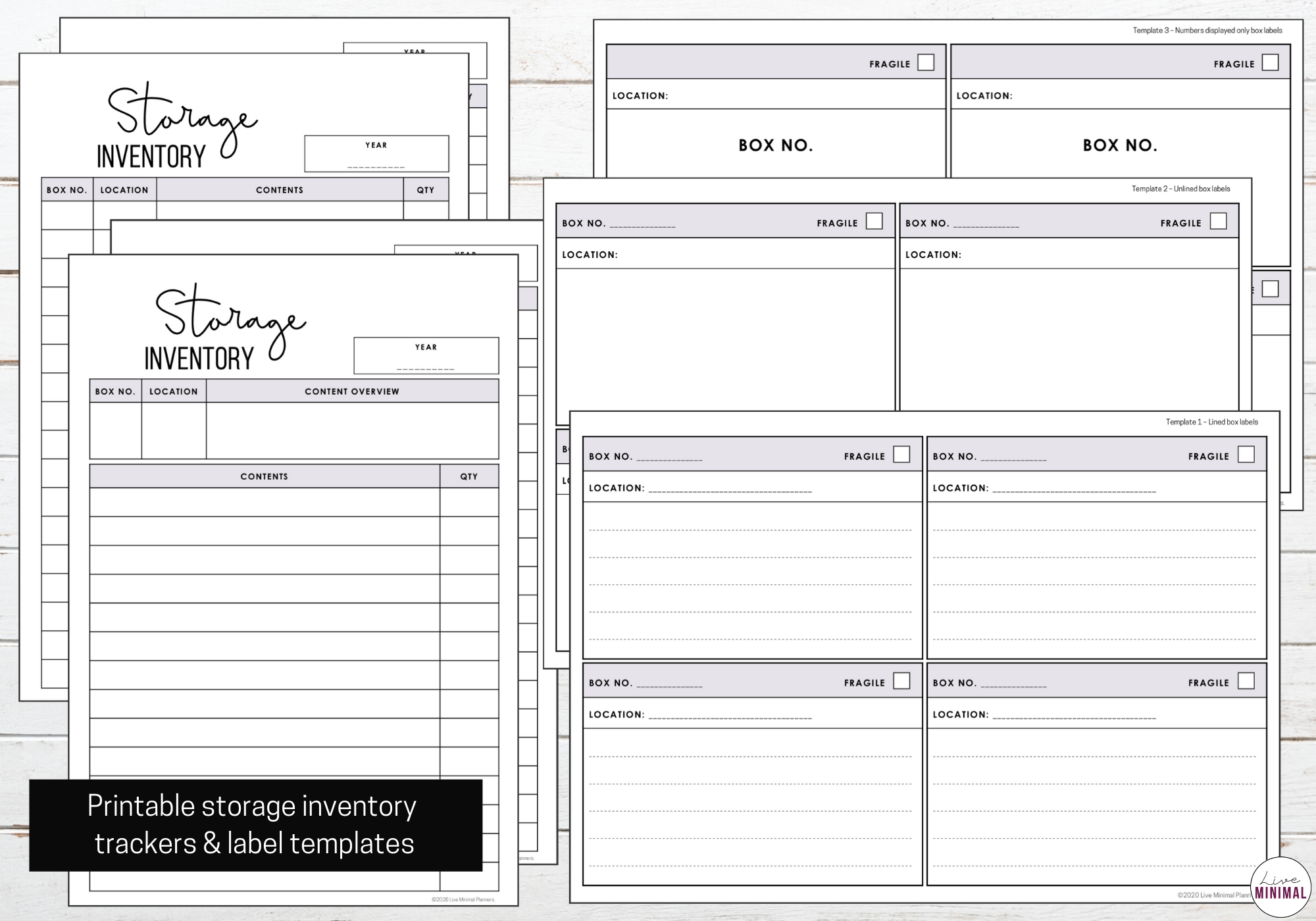 Storage Inventory Trackers  Printable Storage Box Labels  Instant Download With Storage Label Templates