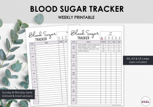 LiveMinimalPlanners Blood Sugar Tracker
