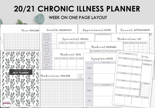 LiveMinimalPlanners Chronic Illness Planner BOTANICAL