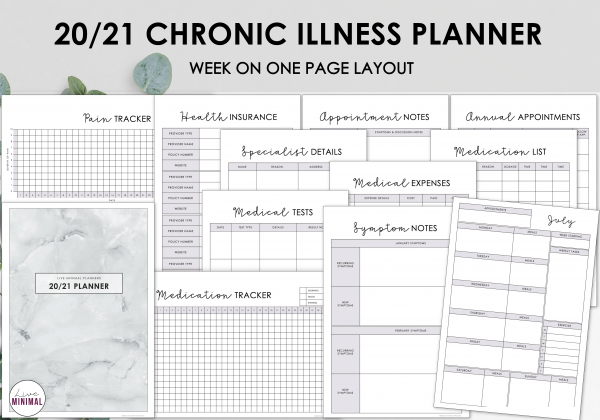 LiveMinimalPlanners Chronic Illness Planner GREYMARBLE