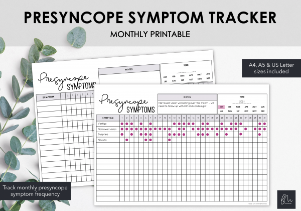 LiveMinimalPlanners Presyncope Symptom Tracker
