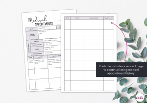 LiveMinimalPlanners Medical Appointment Chart