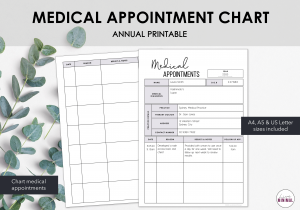 LiveMinimalPlanners Medical Appointment Chart