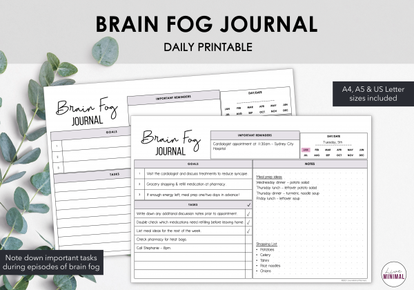 LiveMinimalPlanners Brain Fog Journal Listing Photos 1-1