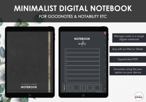 LiveMinimalPlanners Dark Mode Digital Notebook Listing Photo