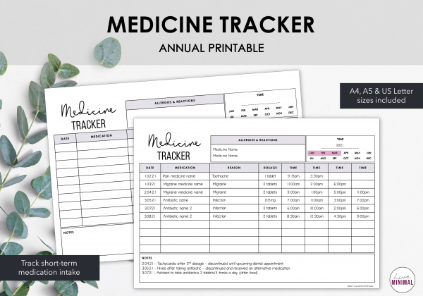 LiveMinimalPlanners Medicine Tracker
