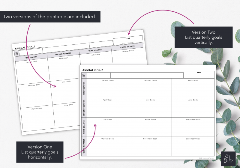 Annual Goal Planner Printable | Manage Quarterly Goals | Instant ...