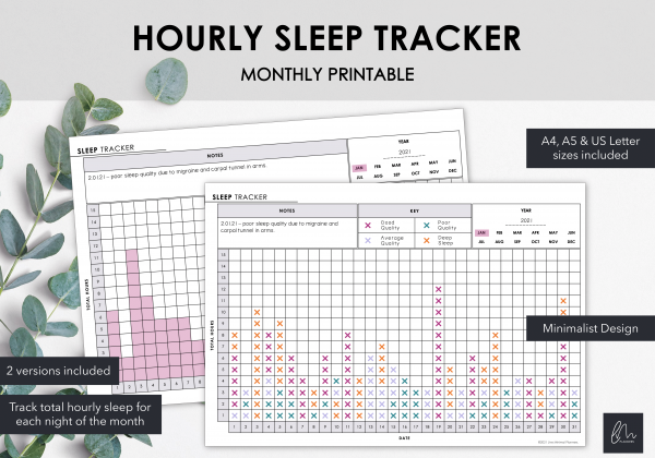 LiveMinimalPlanners Hourly Sleep Tracker