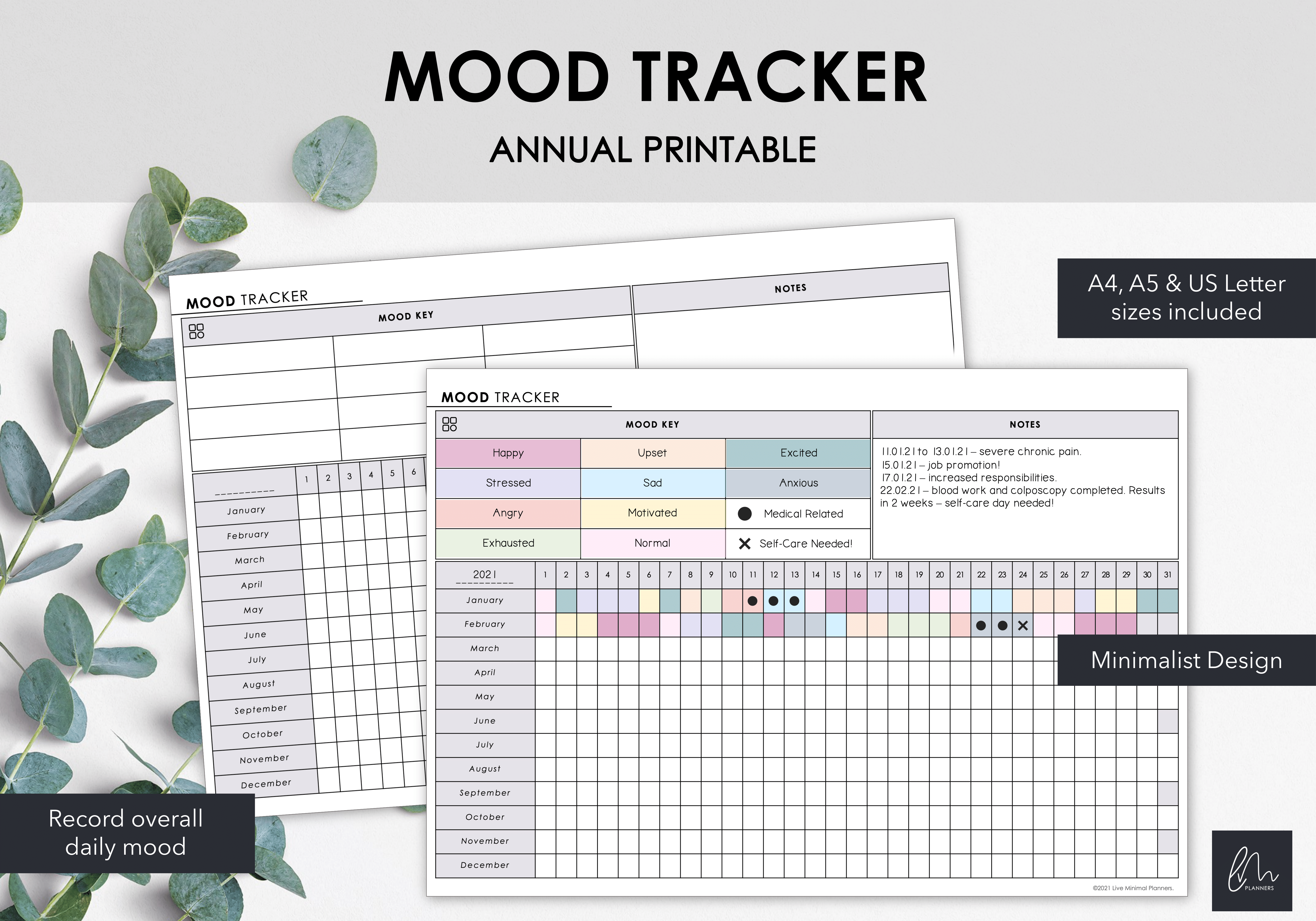 Daily Mood Tracker Planner Stickers