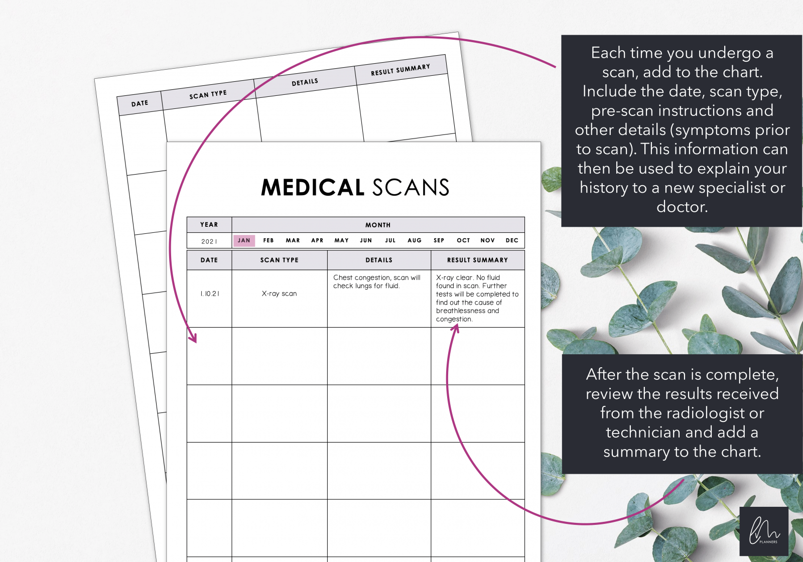 Historical & Future Medical Scan Chart | Instant Download - Live Minimal