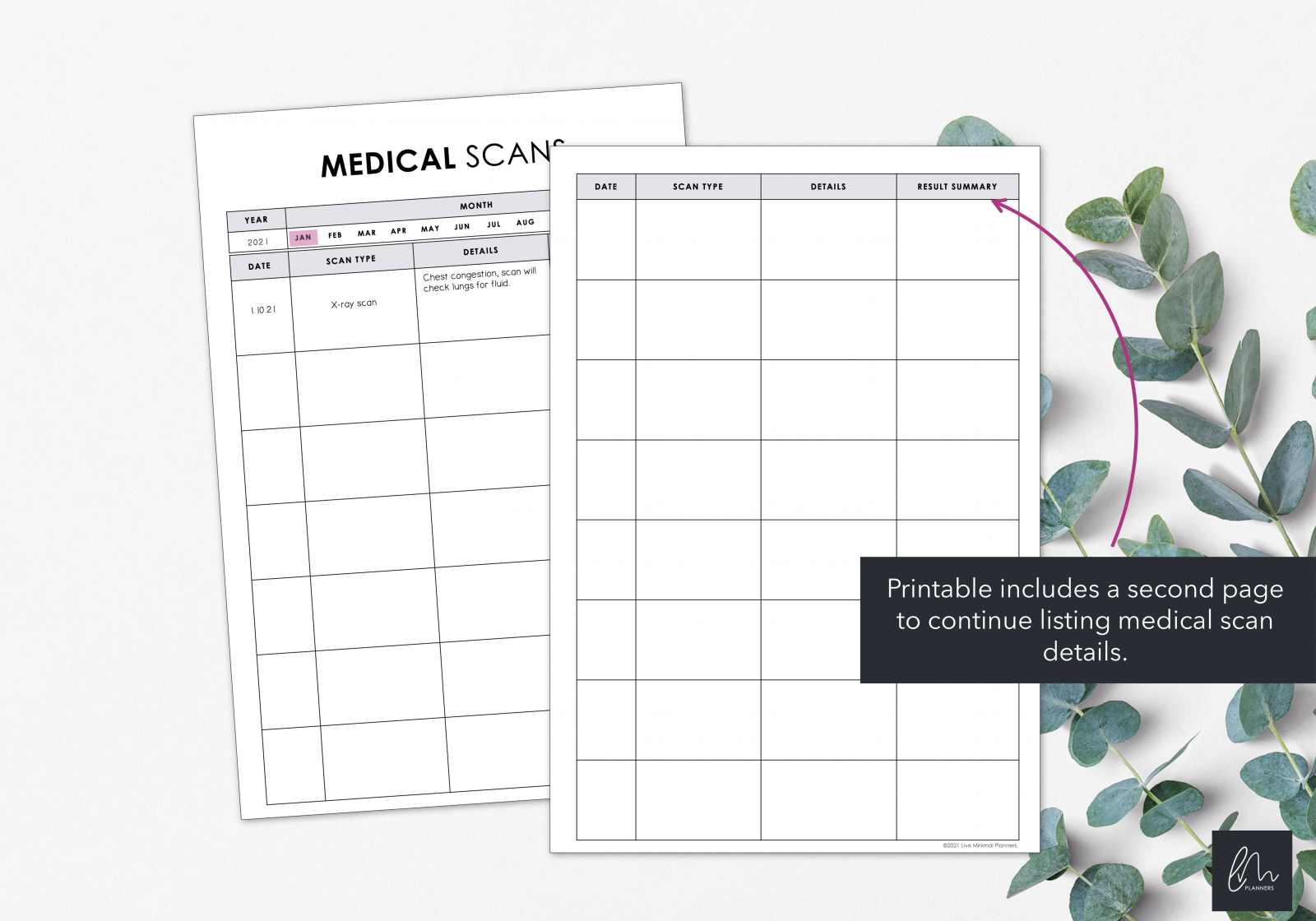 Historical & Future Medical Scan Chart | Instant Download - Live Minimal