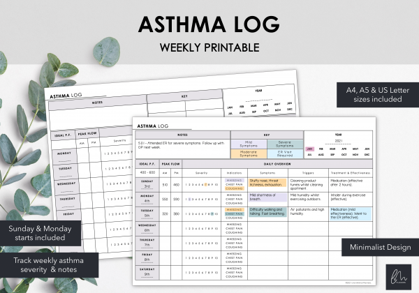 LiveMinimalPlanners Asthma Log